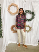 Floral Bouquet Top-Short Sleeve Tops-ENTRO-The Silo Boutique, Women's Fashion Boutique Located in Warren and Grand Forks North Dakota