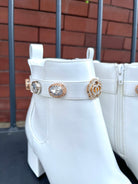 Bamboo Mode Gem Booties-White-Boots-bamboo-The Silo Boutique, Women's Fashion Boutique Located in Warren and Grand Forks North Dakota