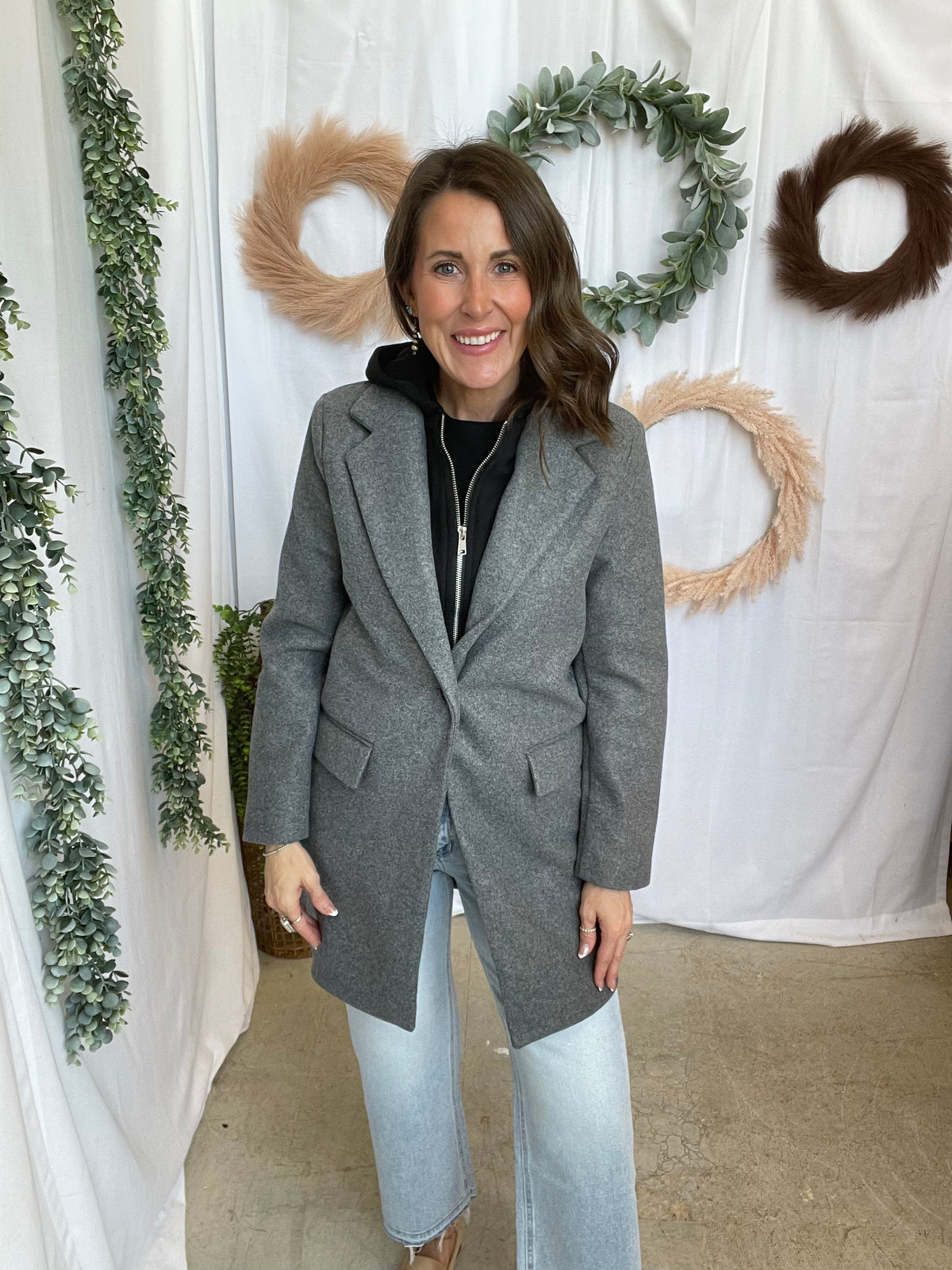 Allie Hooded Jacket-Gray-Coats & Jackets-love tree-The Silo Boutique, Women's Fashion Boutique Located in Warren and Grand Forks North Dakota