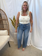 LTJ Paola Scissor Hem Light Medium Wash Jeans-Final Sale-Jeans-Letters to Juliet-The Silo Boutique, Women's Fashion Boutique Located in Warren and Grand Forks North Dakota