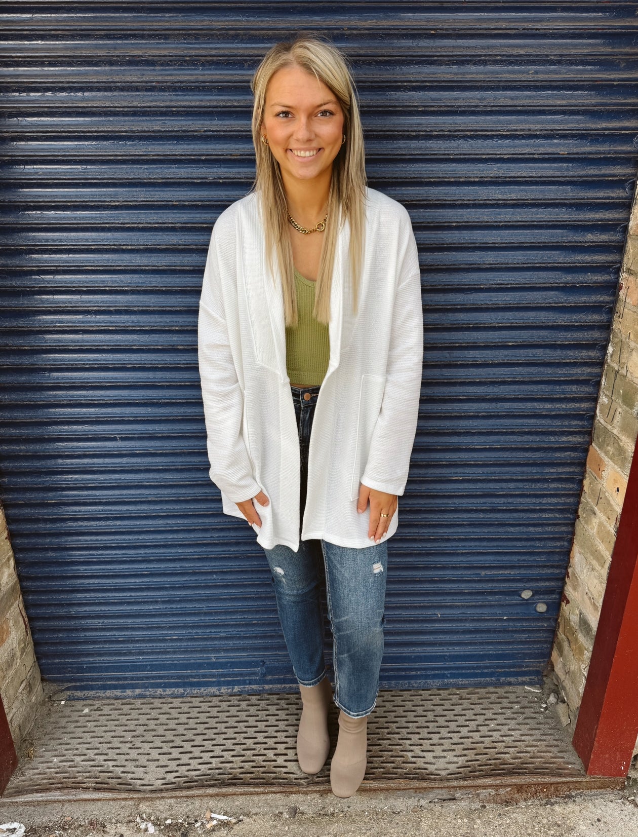 Cloudy Knit Cardigan-White-Cardigans-tres bien-The Silo Boutique, Women's Fashion Boutique Located in Warren and Grand Forks North Dakota