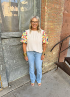 Bright and Fun Sleeve Oatmeal Top-Final Sale Online Only-Short Sleeve Tops-jodifl-The Silo Boutique, Women's Fashion Boutique Located in Warren and Grand Forks North Dakota