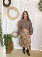 Paisley Lace Trim Layered Skirt-Skirts-blu pepper-The Silo Boutique, Women's Fashion Boutique Located in Warren and Grand Forks North Dakota
