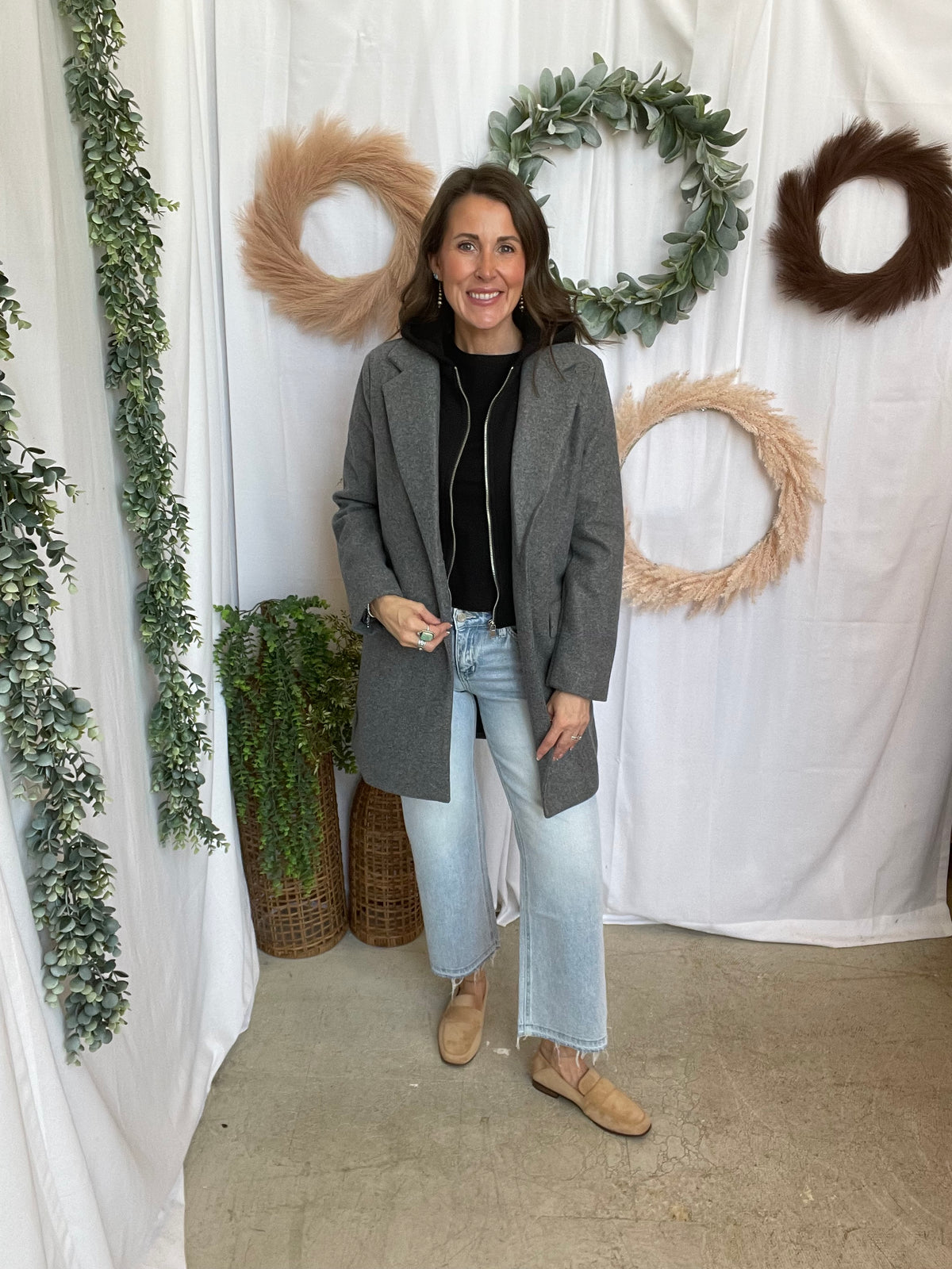 Allie Hooded Jacket-Gray-Coats & Jackets-love tree-The Silo Boutique, Women's Fashion Boutique Located in Warren and Grand Forks North Dakota