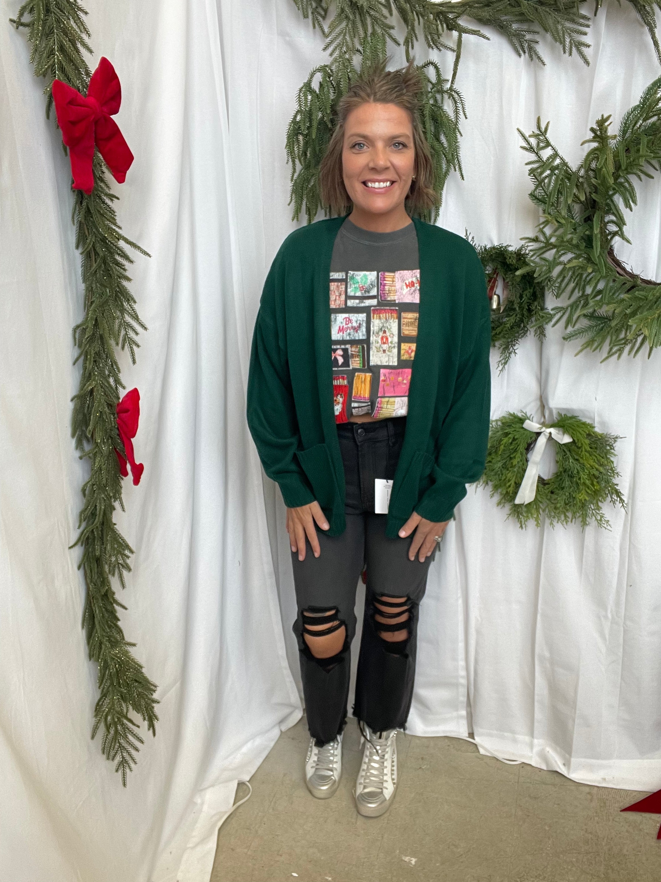 Lori Sweater Cardigan-Hunter Green-Final Sale-Cardigans-hyfve-The Silo Boutique, Women's Fashion Boutique Located in Warren and Grand Forks North Dakota