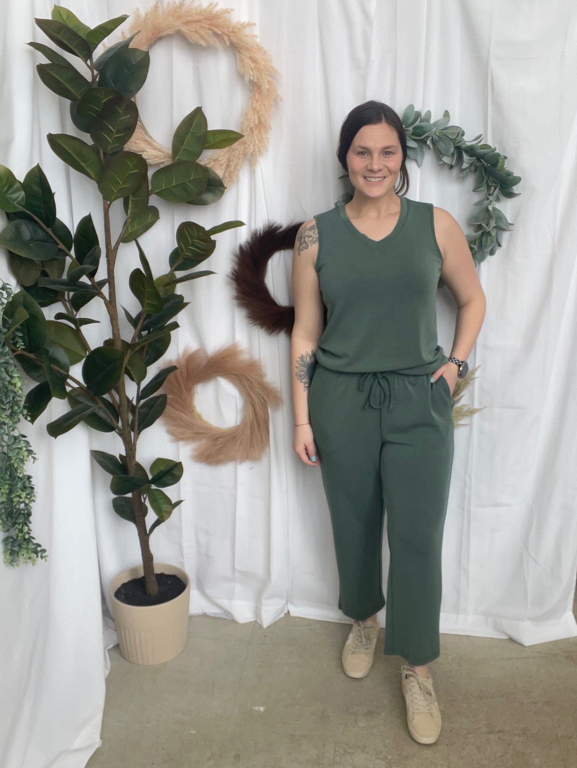 Mono B Everyday Pant Set-Eldergreen-Outfit Sets-mono b-The Silo Boutique, Women's Fashion Boutique Located in Warren and Grand Forks North Dakota