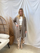 Mocha Cable Chunky Cardigan-Final Sale-Cardigans-promesa-The Silo Boutique, Women's Fashion Boutique Located in Warren and Grand Forks North Dakota