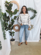 Skies Stripe Peplum Top-Long Sleeve Tops-skies are blue-The Silo Boutique, Women's Fashion Boutique Located in Warren and Grand Forks North Dakota