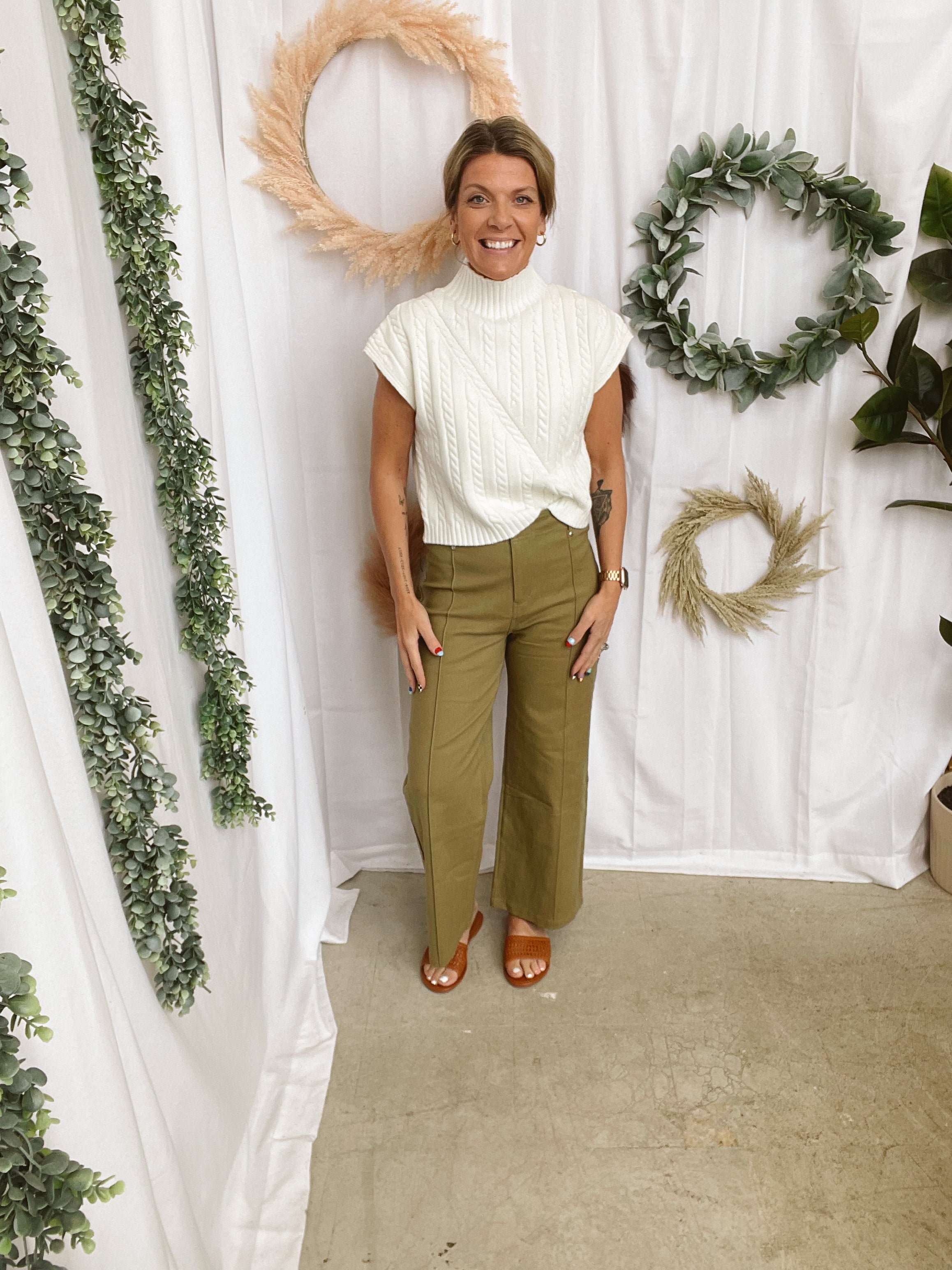 Eva Mock Neck Sweater Top-White-Short Sleeves-entro-The Silo Boutique, Women's Fashion Boutique Located in Warren and Grand Forks North Dakota