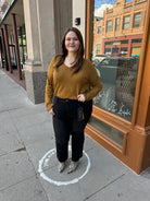 Cool V-Neck Long Sleeve Sweater-Golden Rod-Sweaters-be cool-The Silo Boutique, Women's Fashion Boutique Located in Warren and Grand Forks North Dakota