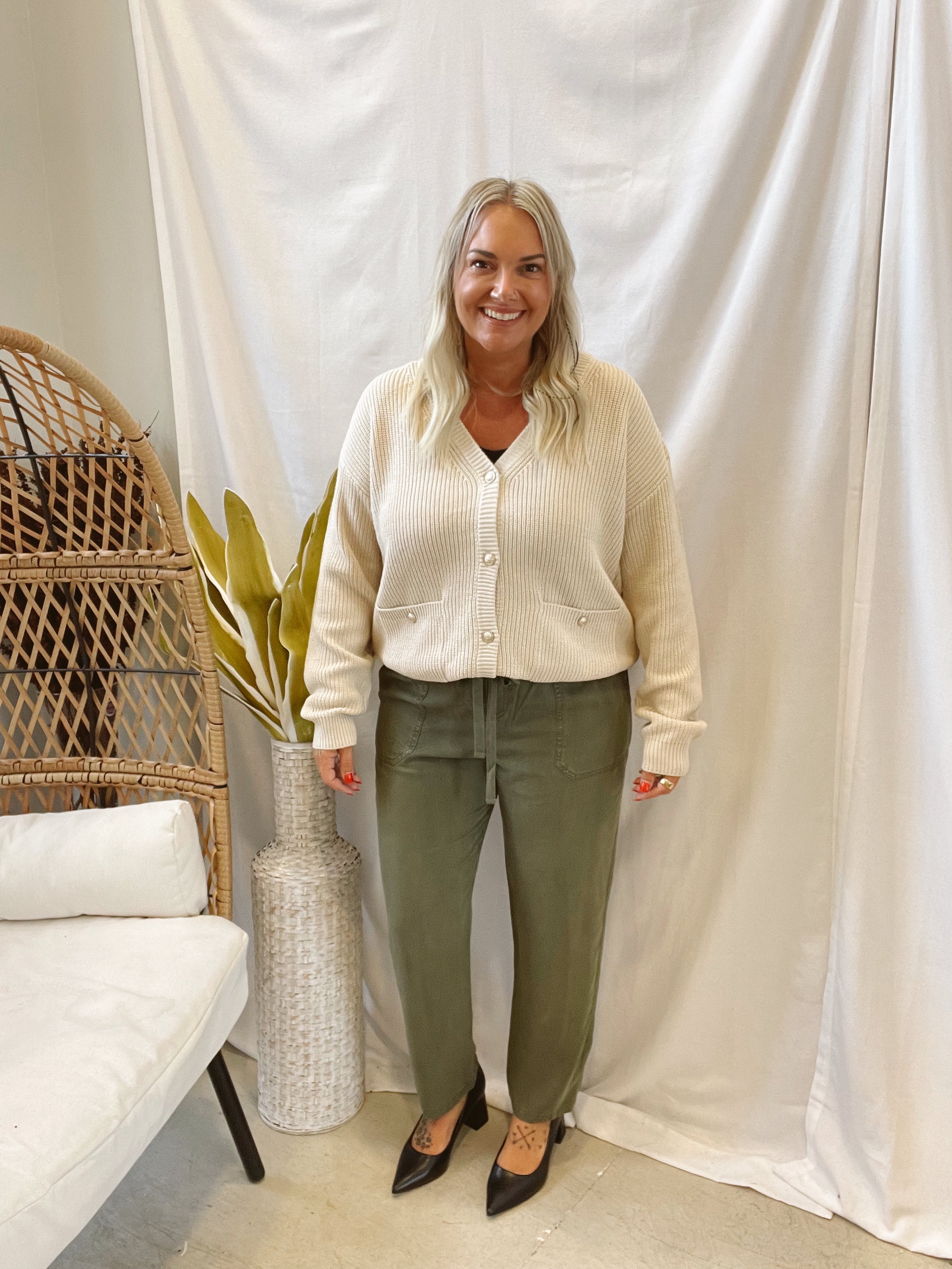 Cool Tapered Tencel Pants-Olive-Final Sale-Pants-be cool-The Silo Boutique, Women's Fashion Boutique Located in Warren and Grand Forks North Dakota