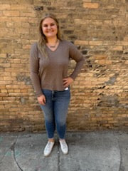 Cool V-Neck Long Sleeve Sweater-Oatmeal-Sweaters-be cool-The Silo Boutique, Women's Fashion Boutique Located in Warren and Grand Forks North Dakota