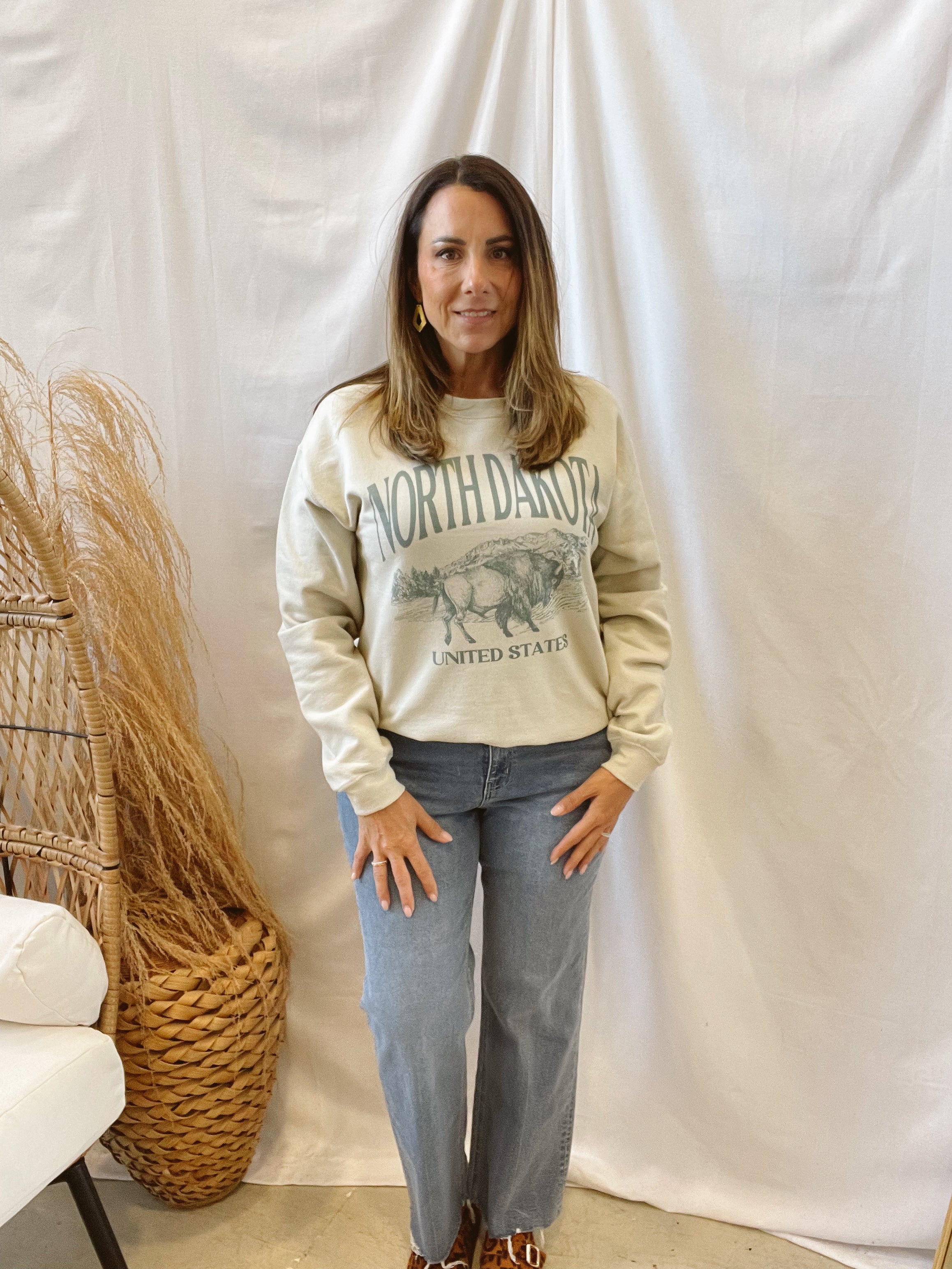 North Dakota Illustration Graphic Sweatshirt-Final sale-Sweatshirts-blume-The Silo Boutique, Women's Fashion Boutique Located in Warren and Grand Forks North Dakota