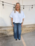 Zen Short Sleeve Crop Top-White-Short Sleeve Tops-Zenana-The Silo Boutique, Women's Fashion Boutique Located in Warren and Grand Forks North Dakota