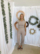 Mono B Tulip Set-Taupe-Outfit Sets-mono b-The Silo Boutique, Women's Fashion Boutique Located in Warren and Grand Forks North Dakota