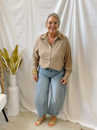 Taupe Striped Long Sleeve Top-Final Sale-Long Sleeve Tops-promesa-The Silo Boutique, Women's Fashion Boutique Located in Warren and Grand Forks North Dakota