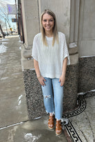 Off White Open Knit Top-Final Sale-Short Sleeve Tops-eesome-The Silo Boutique, Women's Fashion Boutique Located in Warren and Grand Forks North Dakota