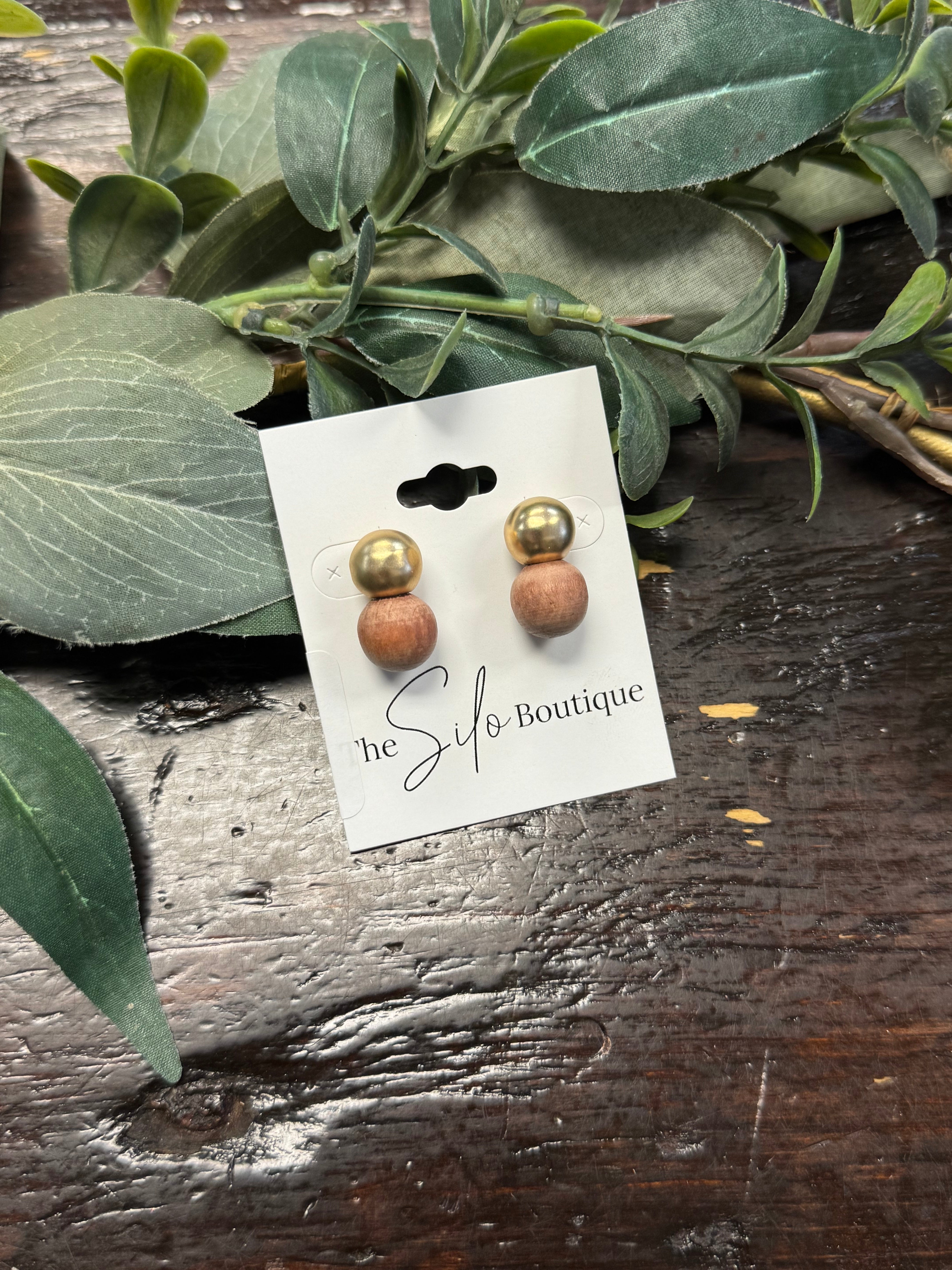 Joy Gold Wood Earrings-Earrings-joy susan-The Silo Boutique, Women's Fashion Boutique Located in Warren and Grand Forks North Dakota