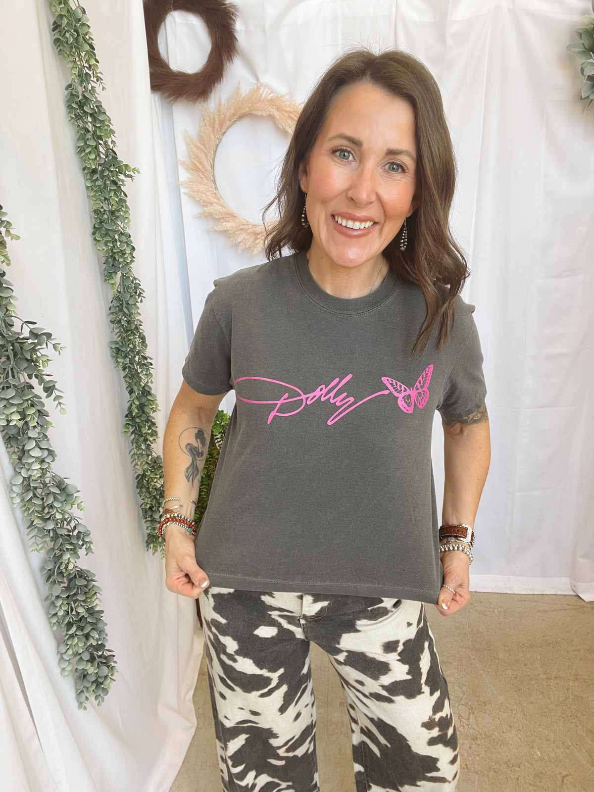 Dolly Signature Butterfly Tee-Graphic Tees-birdies-The Silo Boutique, Women's Fashion Boutique Located in Warren and Grand Forks North Dakota