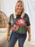 Vintage Rose Black Tee-Final Sale-Graphic Tees-promesa-The Silo Boutique, Women's Fashion Boutique Located in Warren and Grand Forks North Dakota