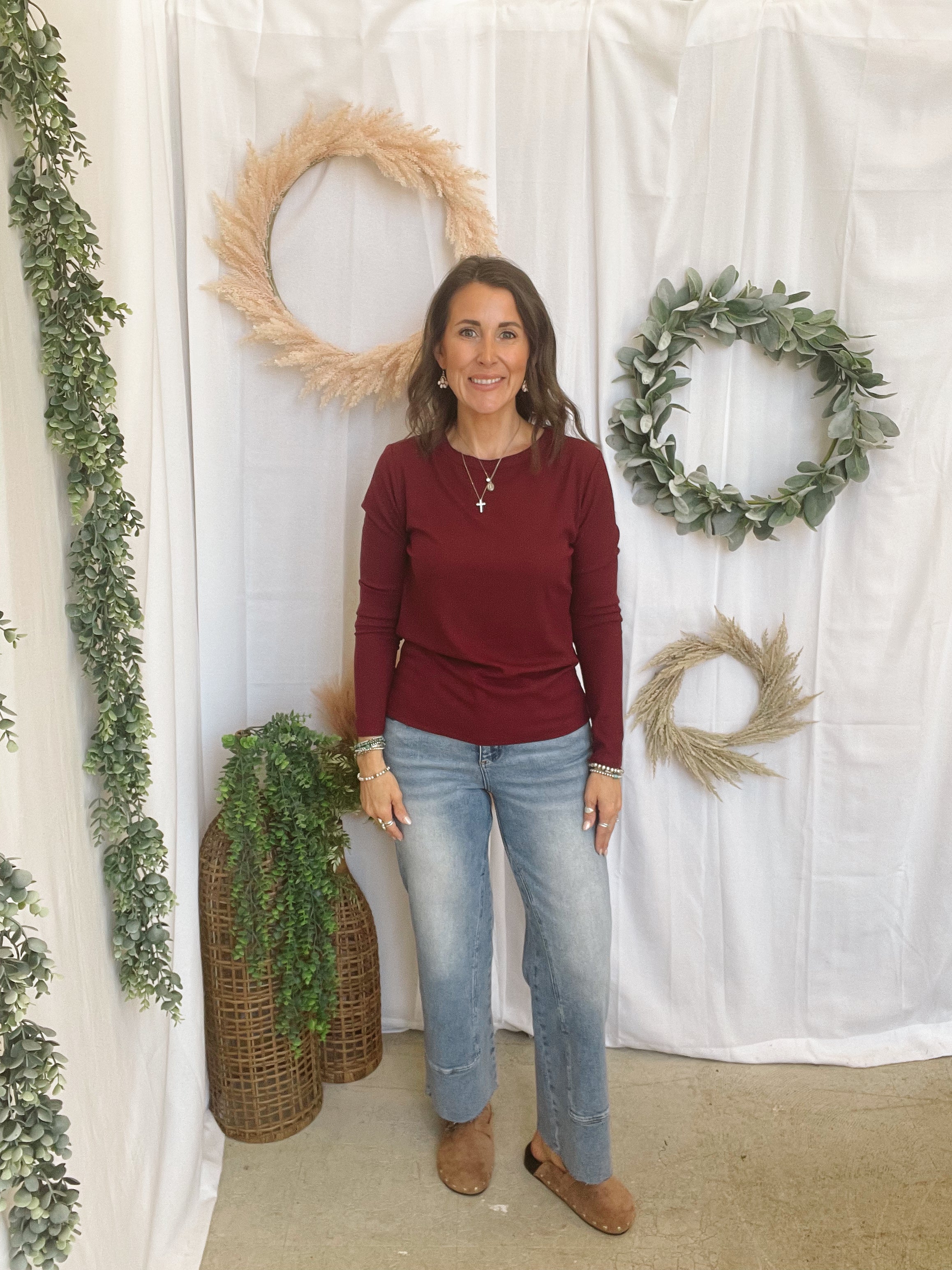 Lindsey Ribbed Long Sleeve Top-Burgundy-Long Sleeve Tops-staccato-The Silo Boutique, Women's Fashion Boutique Located in Warren and Grand Forks North Dakota