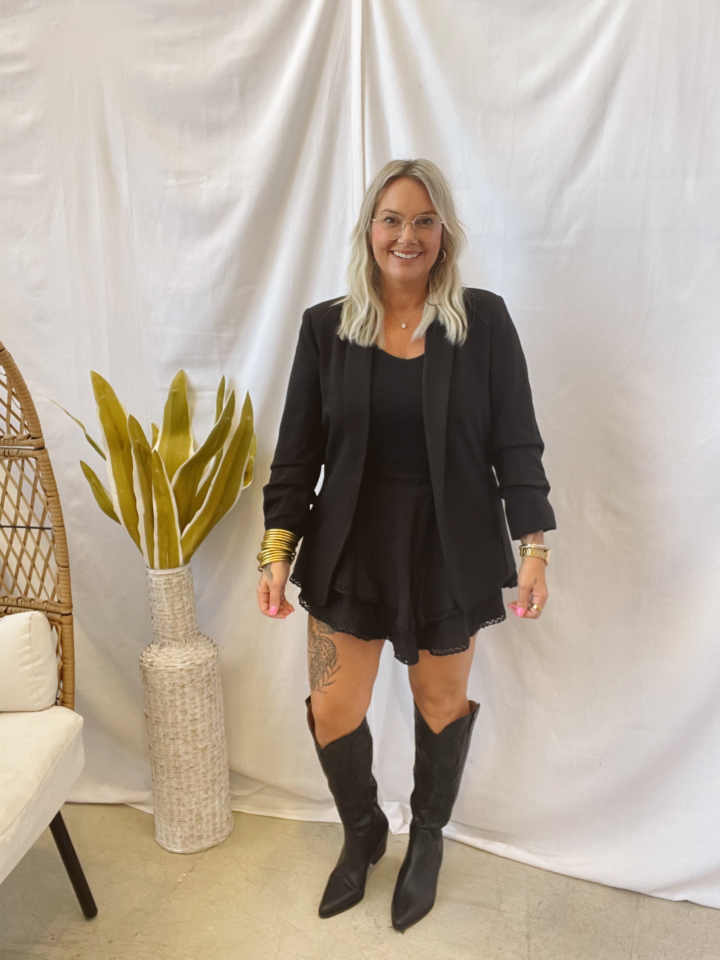 Black Ruffle Tiered Skirt with Shorts-Final Sale-Skirts-The Silo Boutique-The Silo Boutique, Women's Fashion Boutique Located in Warren and Grand Forks North Dakota