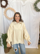 Sophie Snap Collar Sweatshirt-Cream-Sweatshirts-hyfve-The Silo Boutique, Women's Fashion Boutique Located in Warren and Grand Forks North Dakota