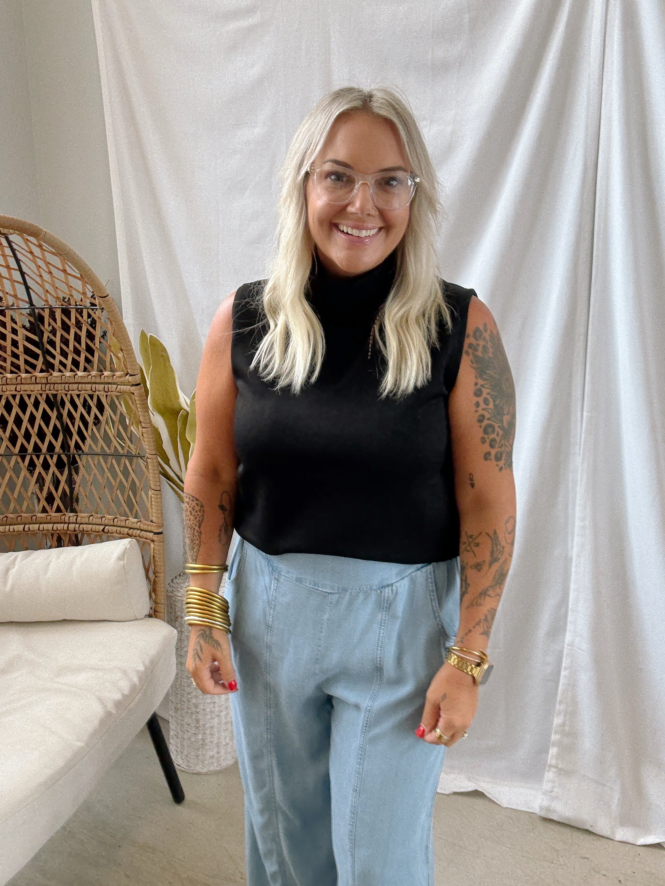 P Cill Cowl Tank Top-Black-Tank Tops-p cill-The Silo Boutique, Women's Fashion Boutique Located in Warren and Grand Forks North Dakota