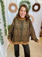 Cheetah Patterned Mock Sweatshirt-sweashirts-bucketlist-The Silo Boutique, Women's Fashion Boutique Located in Warren and Grand Forks North Dakota