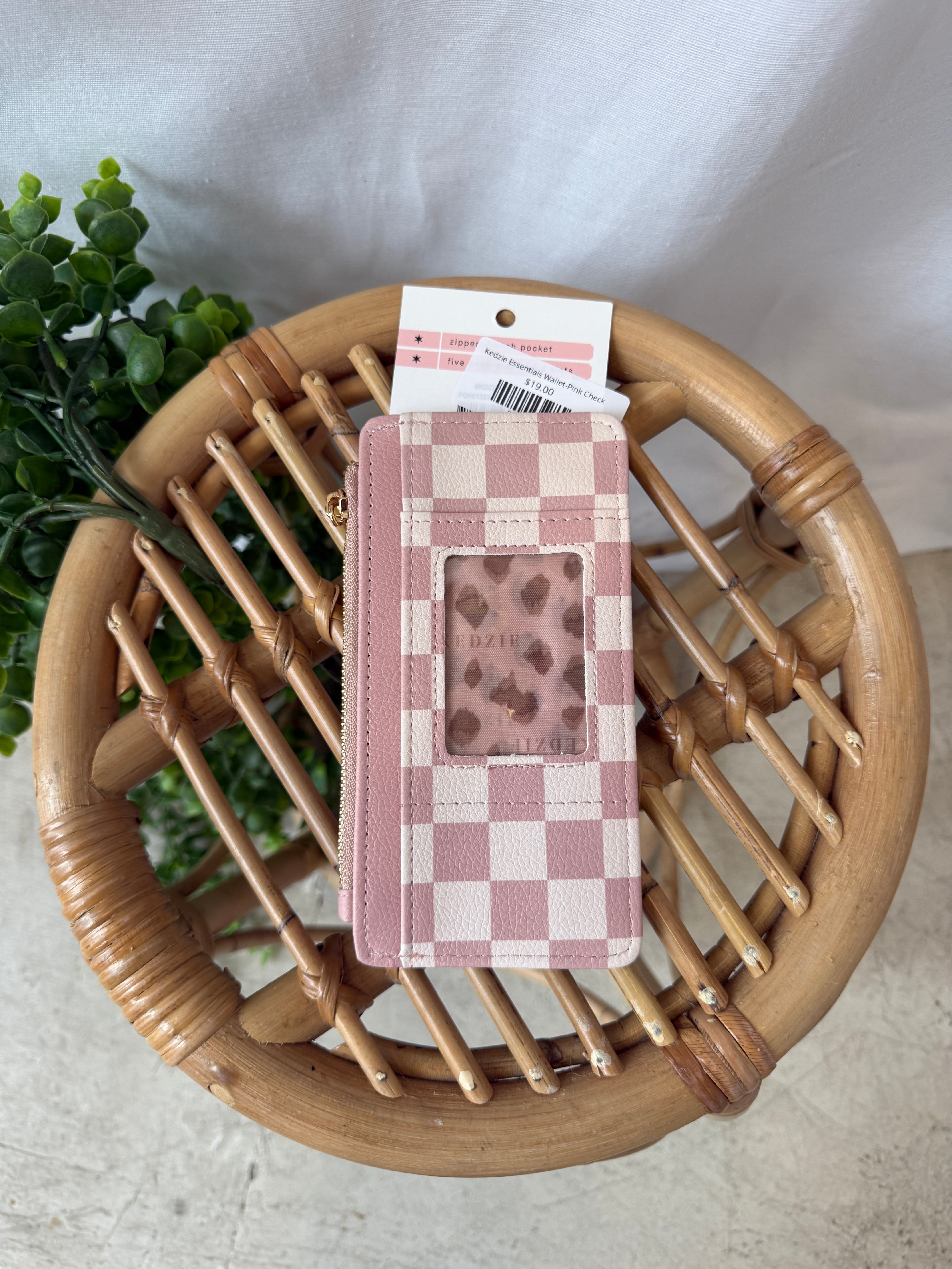 Kedzie Essentials Wallet-Pink Check-Wallets-dm-The Silo Boutique, Women's Fashion Boutique Located in Warren and Grand Forks North Dakota