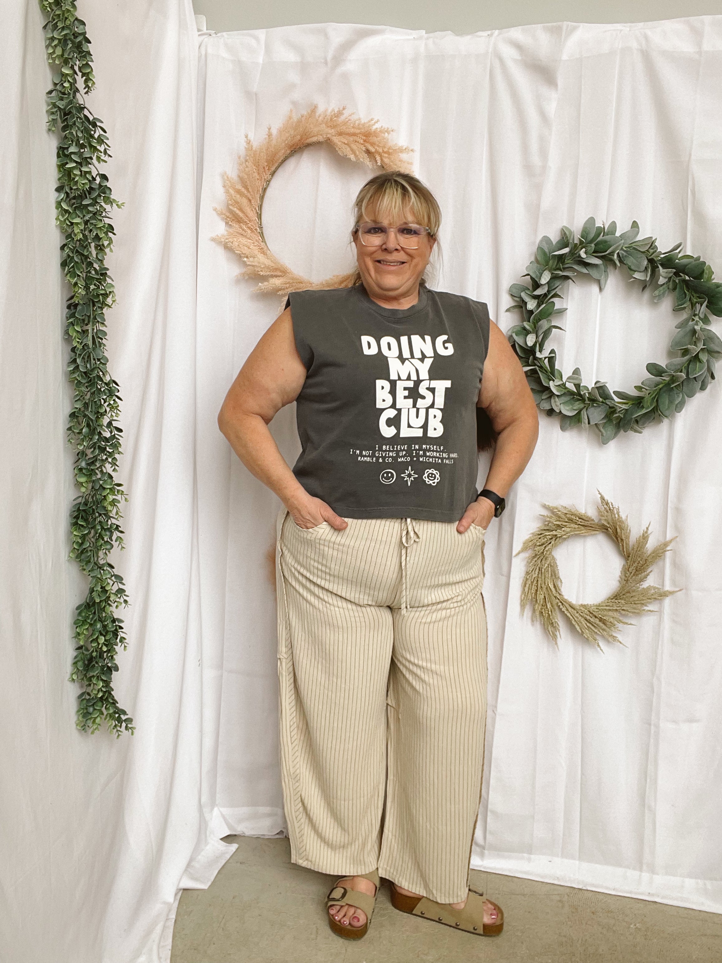 The Lovey Striped Pants-Oatmeal-Pants-oddi-The Silo Boutique, Women's Fashion Boutique Located in Warren and Grand Forks North Dakota