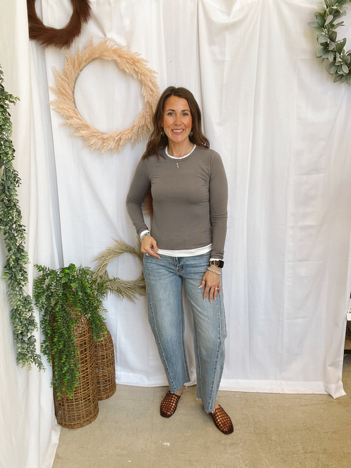 Layla Layered Long Sleeve Top-Gray-Long Sleeve Tops-hyfve-The Silo Boutique, Women's Fashion Boutique Located in Warren and Grand Forks North Dakota