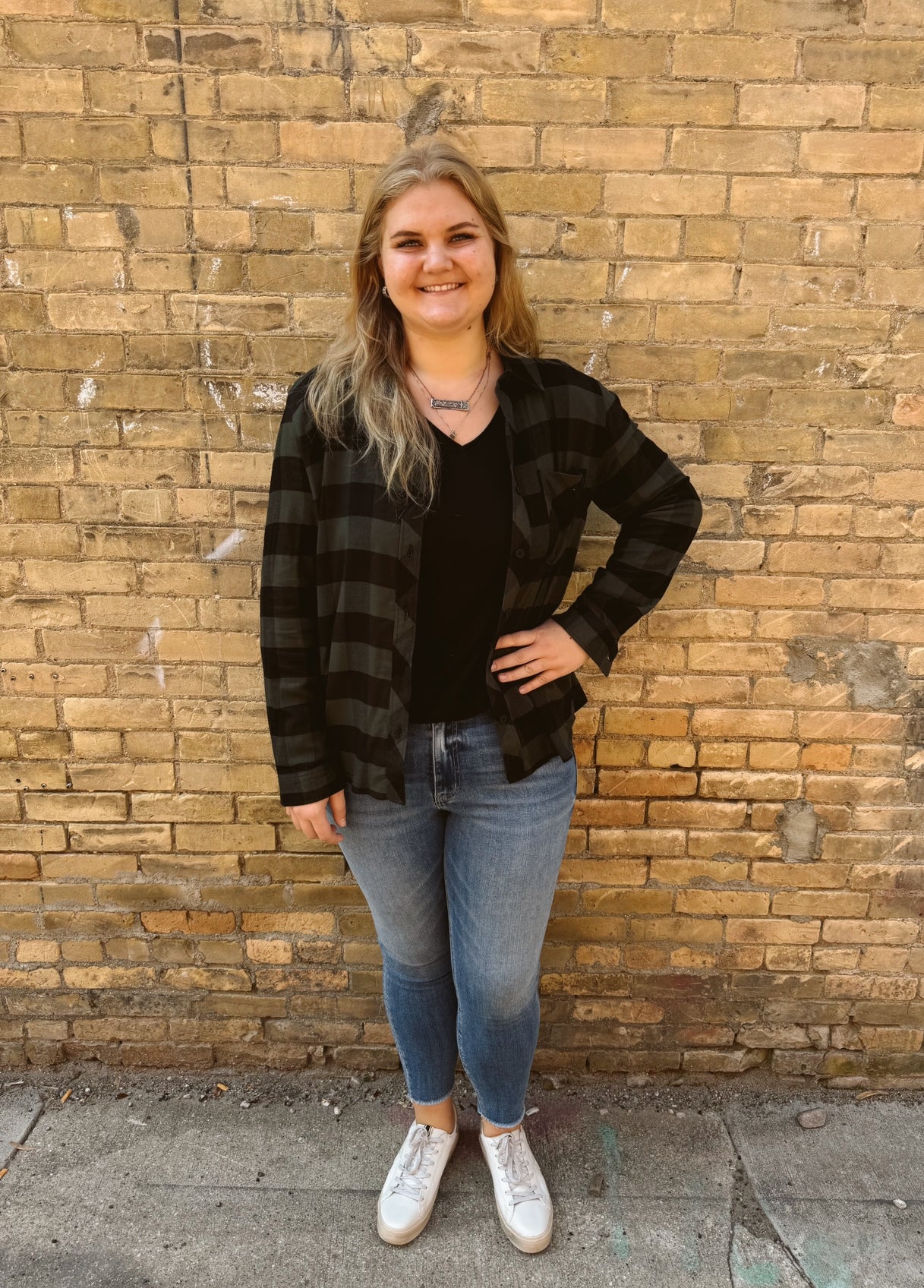 Green and Black Flannel Top-Long Sleeve Tops-be cool-The Silo Boutique, Women's Fashion Boutique Located in Warren and Grand Forks North Dakota