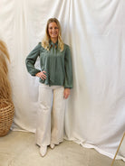 Teal Blue Ribbon Stripe Top-Final Sale-Long Sleeve Tops-mystree-The Silo Boutique, Women's Fashion Boutique Located in Warren and Grand Forks North Dakota