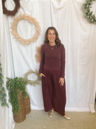 The Chill Favorite Set-Red Bean-Outfit Sets-eesome-The Silo Boutique, Women's Fashion Boutique Located in Warren and Grand Forks North Dakota