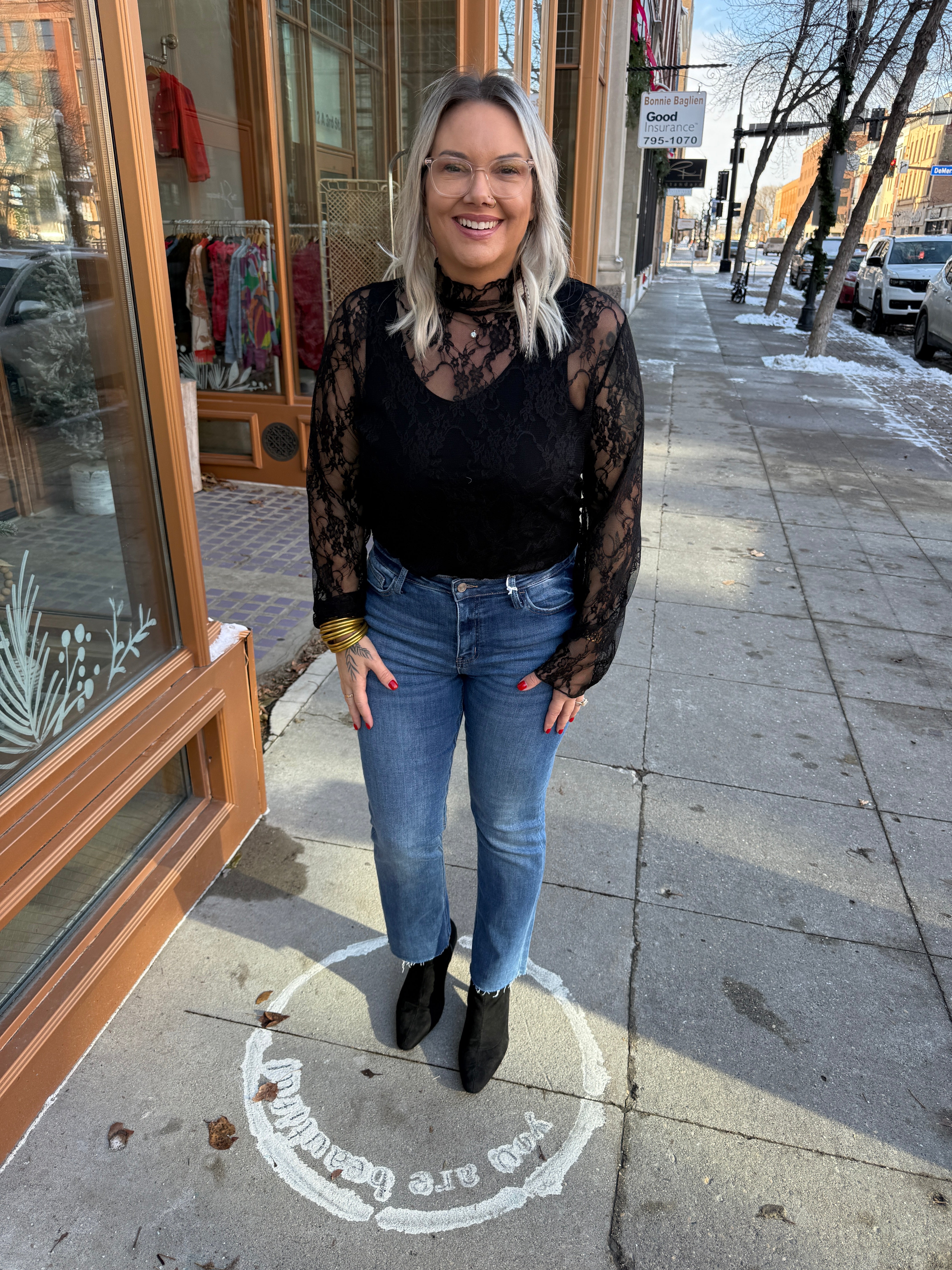 Jade Black Lace Top-Long Sleeve Tops-jade-The Silo Boutique, Women's Fashion Boutique Located in Warren and Grand Forks North Dakota