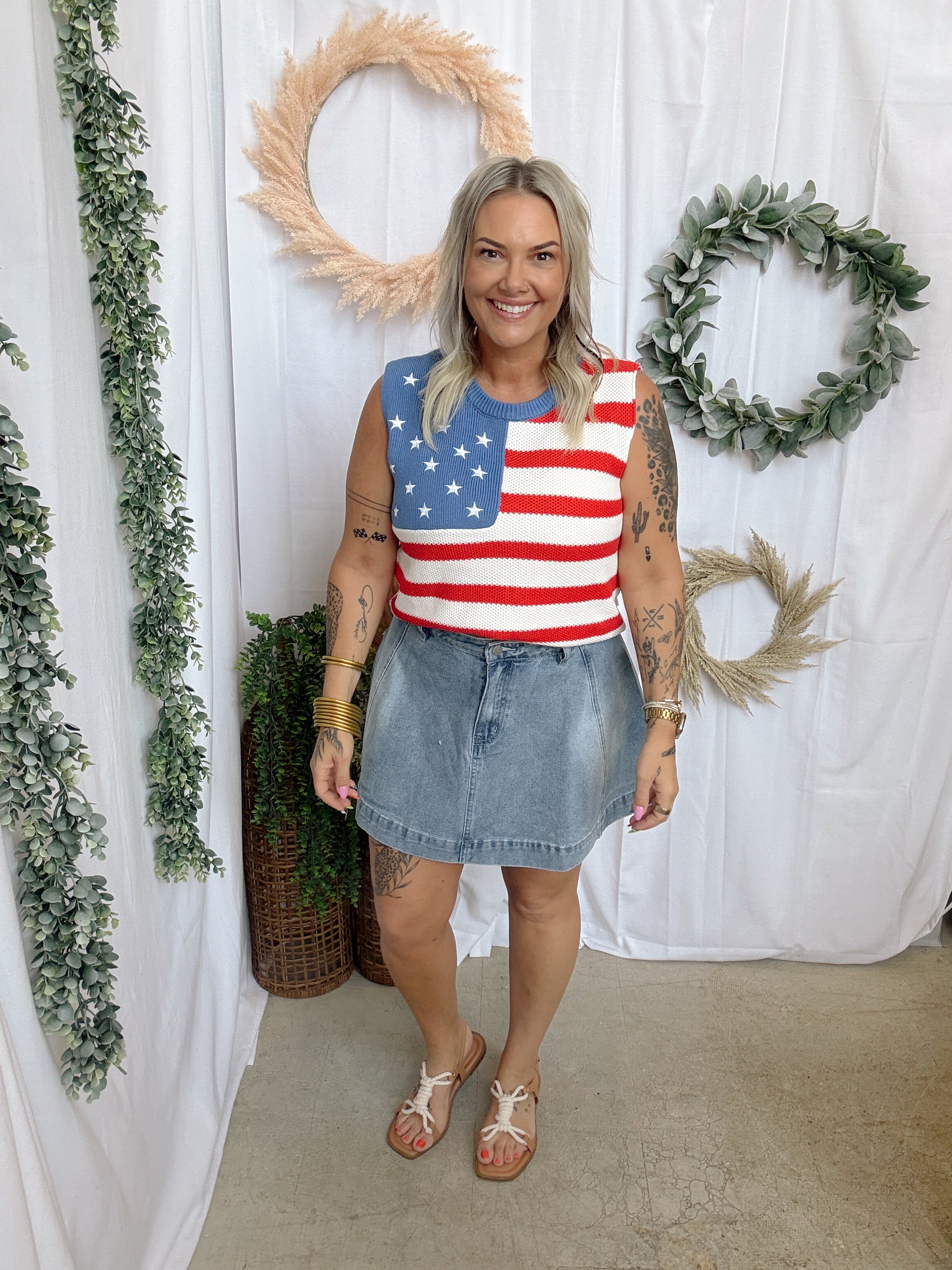 Lovey Stars and Stripe Tank Top-Tank Tops-lovlov-The Silo Boutique, Women's Fashion Boutique Located in Warren and Grand Forks North Dakota