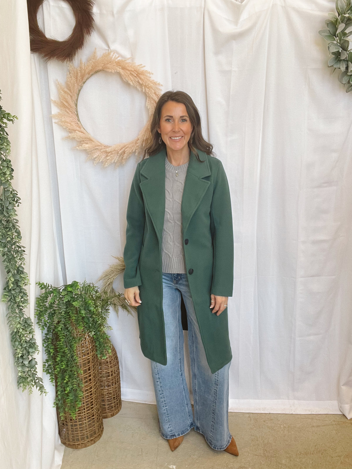 Nora Longline Lapel Coat-Teal-Coats & Jackets-love tree-The Silo Boutique, Women's Fashion Boutique Located in Warren and Grand Forks North Dakota