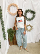 Flag Knitted Tank Top-Tank Tops-miou muse-The Silo Boutique, Women's Fashion Boutique Located in Warren and Grand Forks North Dakota