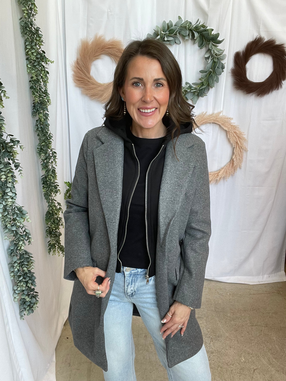 Allie Hooded Jacket-Gray-Coats & Jackets-love tree-The Silo Boutique, Women's Fashion Boutique Located in Warren and Grand Forks North Dakota