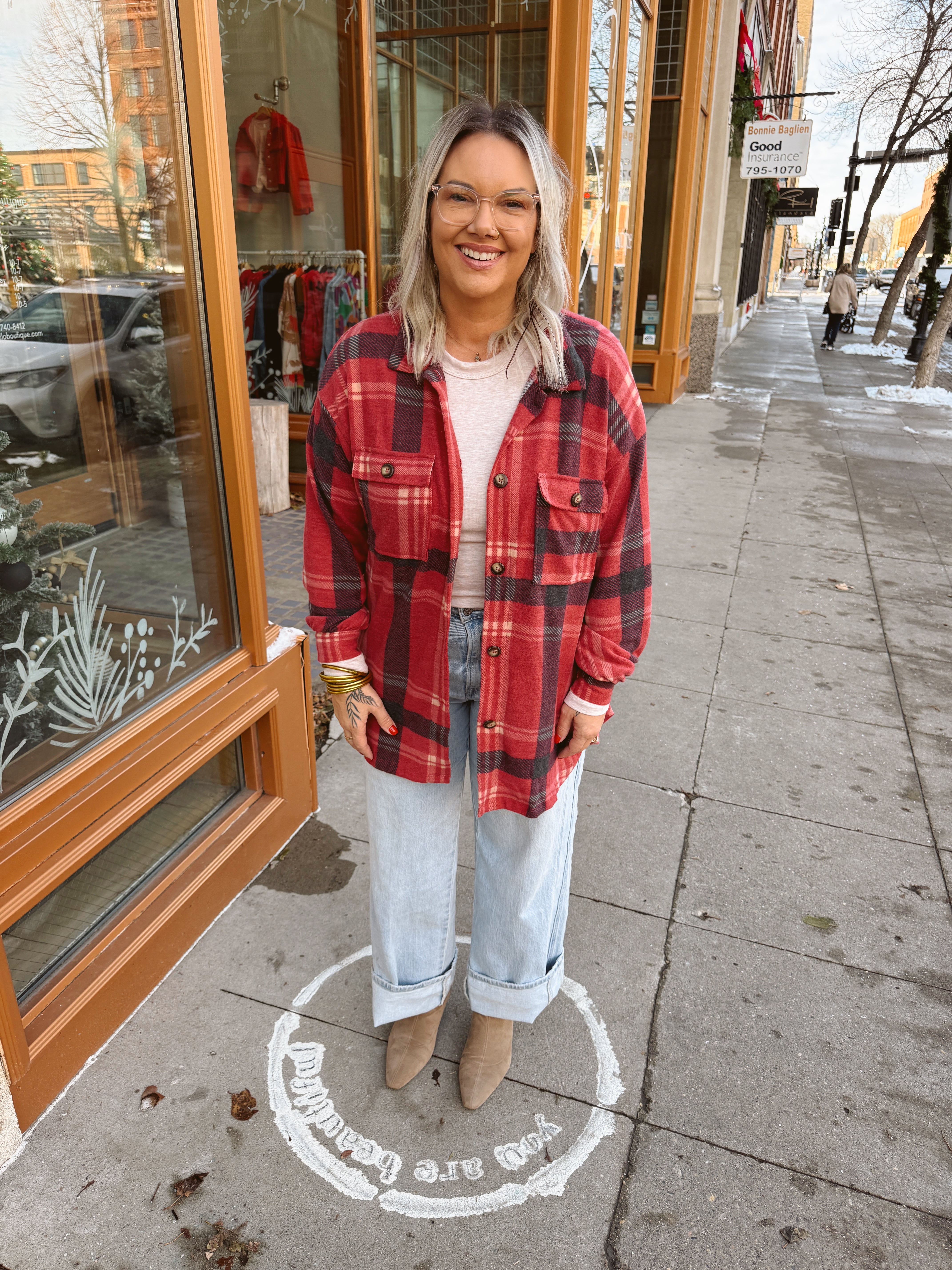 Red Plaid So Soft Shacket-Shackets-gilli-The Silo Boutique, Women's Fashion Boutique Located in Warren and Grand Forks North Dakota