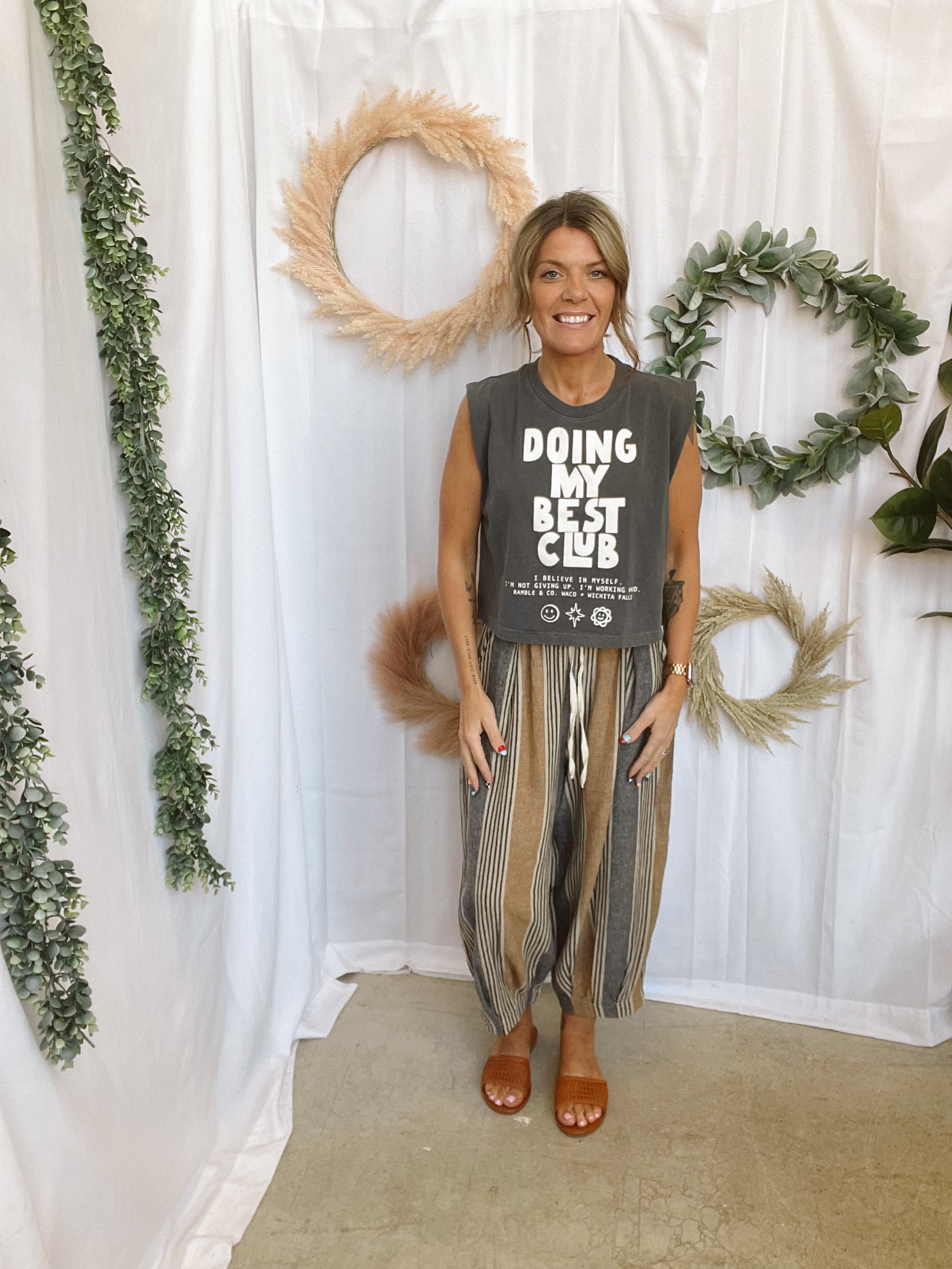 Doing My Best Club Muscle Tank-Tank Tops-ramble & Company-The Silo Boutique, Women's Fashion Boutique Located in Warren and Grand Forks North Dakota
