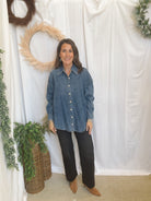 Vayda Denim Shirt-Coats & Jackets-twentyfourth-The Silo Boutique, Women's Fashion Boutique Located in Warren and Grand Forks North Dakota