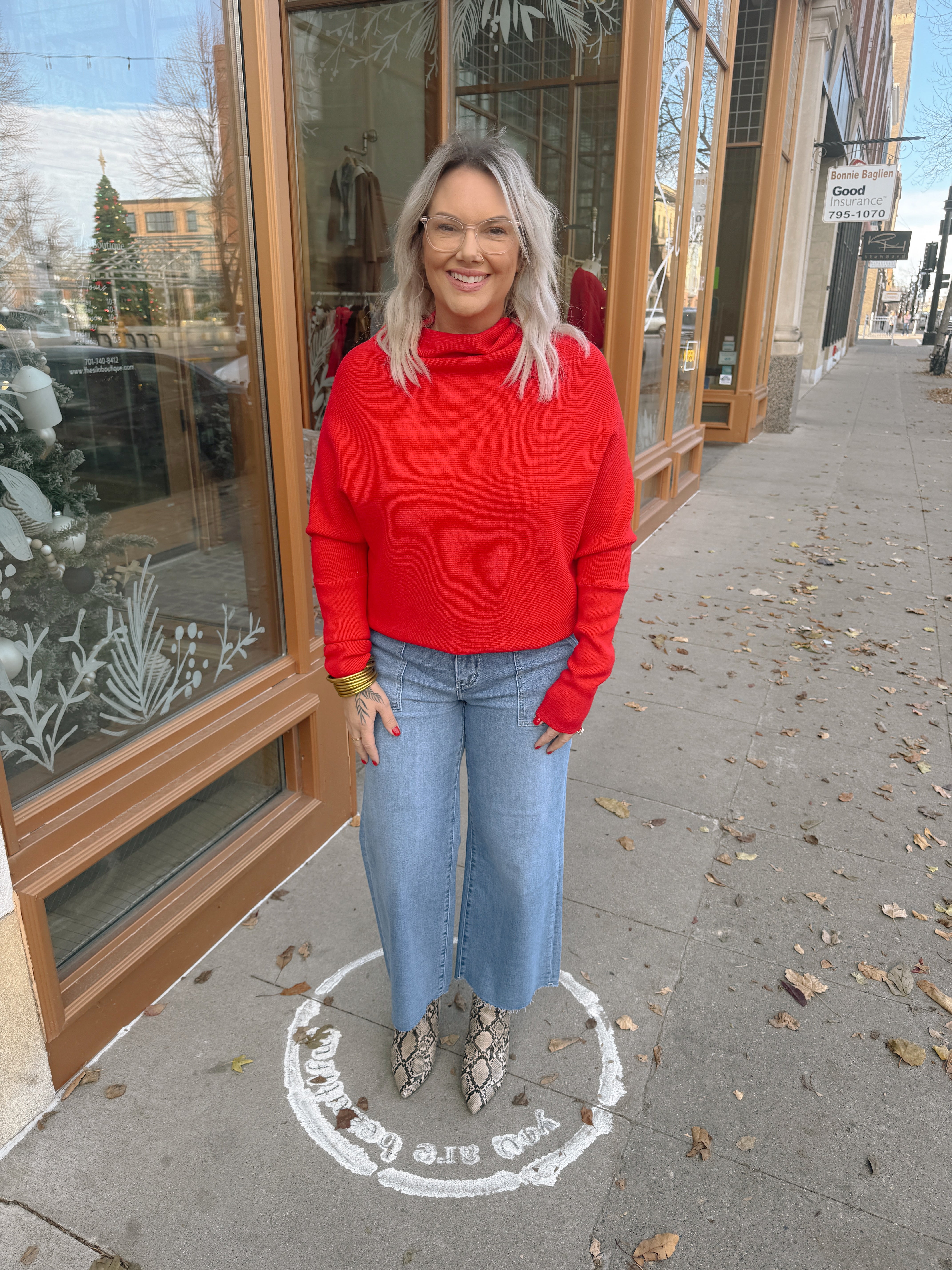 Red Ivy Slouch Sweater-Sweaters-bluivy-The Silo Boutique, Women's Fashion Boutique Located in Warren and Grand Forks North Dakota