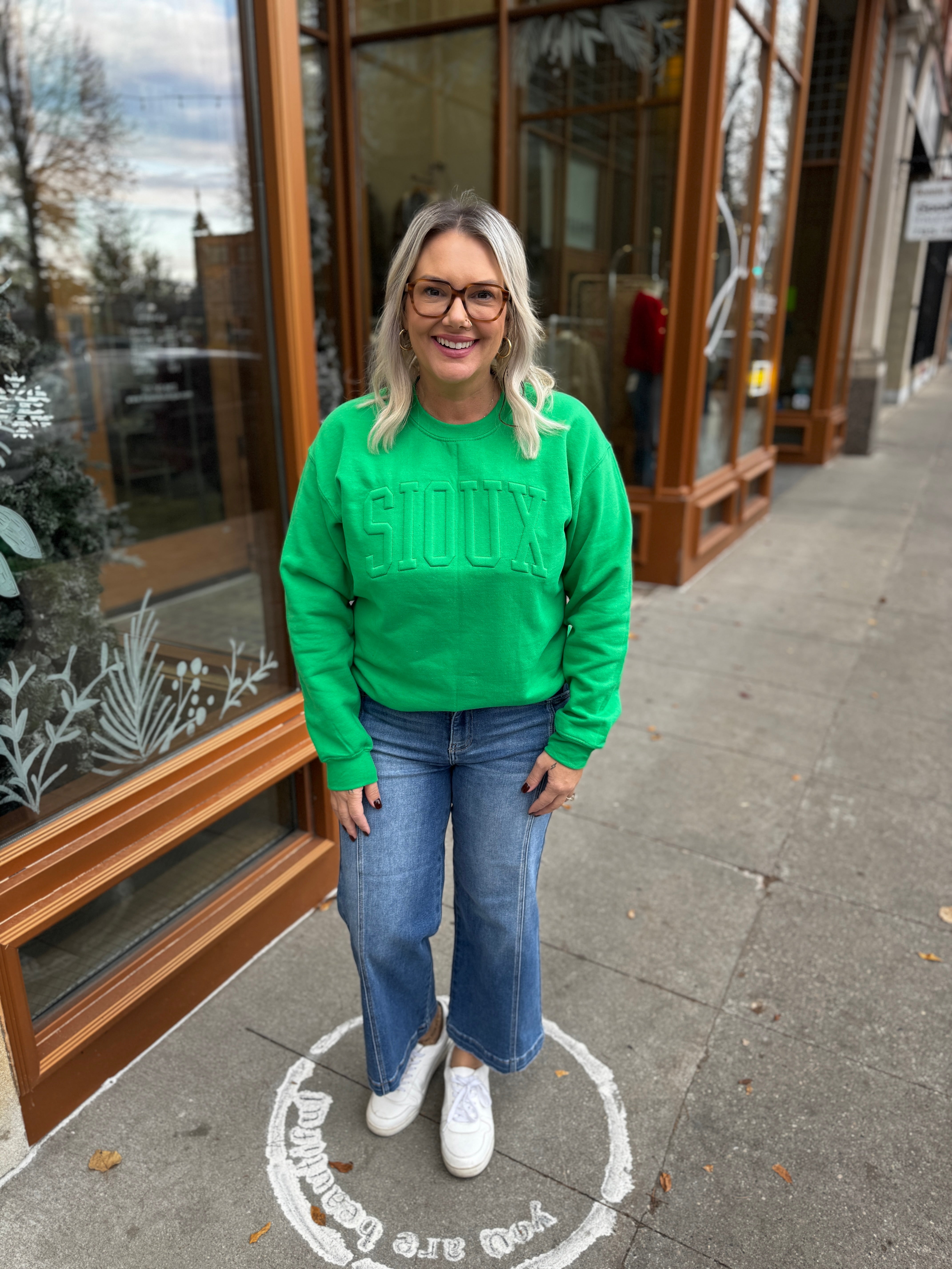 Sioux Embossed Sweatshirt-Sweatshirts-grit-The Silo Boutique, Women's Fashion Boutique Located in Warren and Grand Forks North Dakota