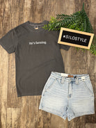 He's Farming Comfort Colors Tee-Short Sleeve Tops-american farm company-The Silo Boutique, Women's Fashion Boutique Located in Warren and Grand Forks North Dakota
