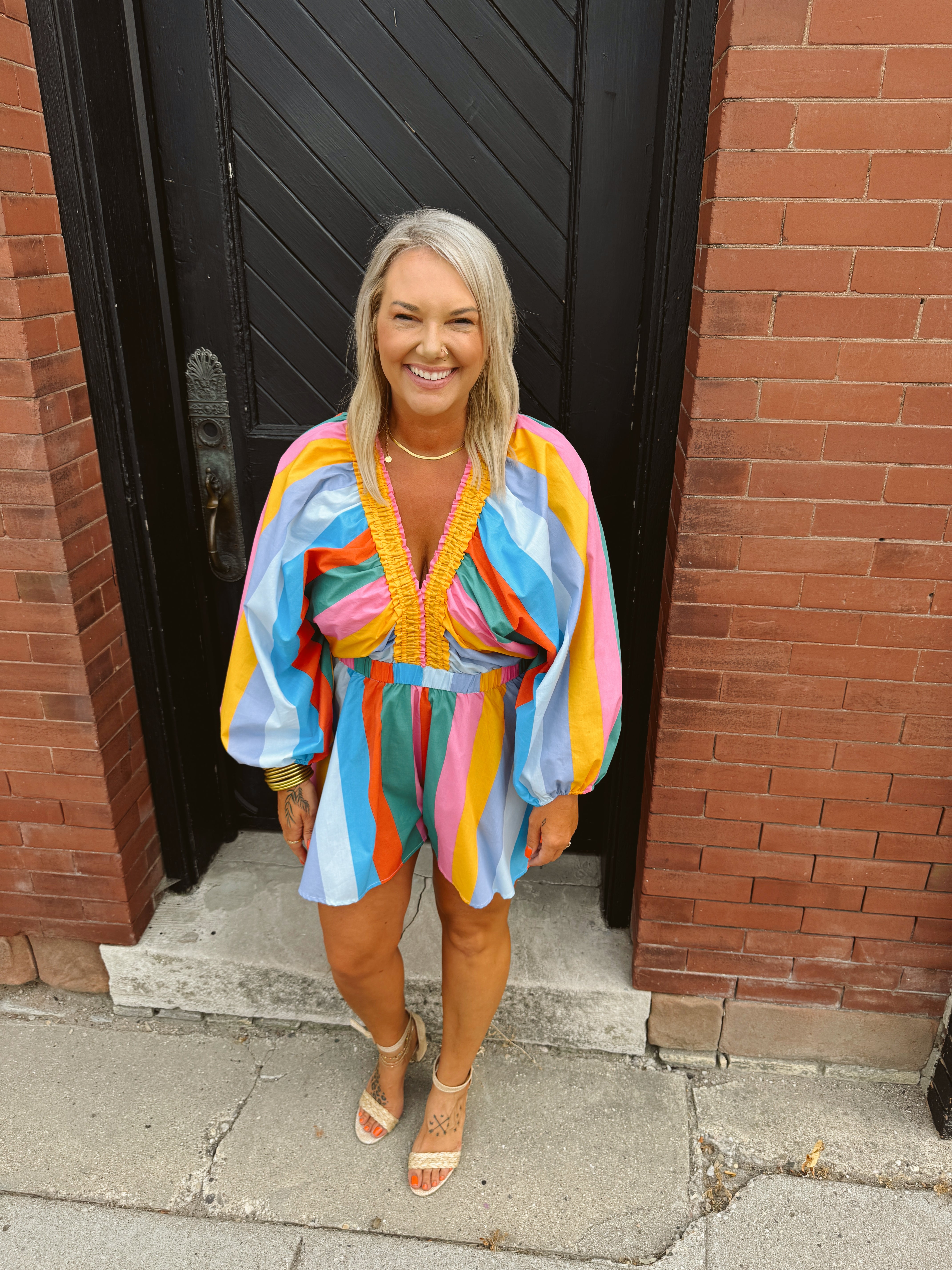 Buddy Love Stripe Romer-Final Sale Online Only-Jumpsuits & Rompers-buddy love-The Silo Boutique, Women's Fashion Boutique Located in Warren and Grand Forks North Dakota