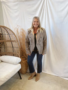 Fate Tan Combo Hooded Blazer-Final Sale-Blazers-fate-The Silo Boutique, Women's Fashion Boutique Located in Warren and Grand Forks North Dakota