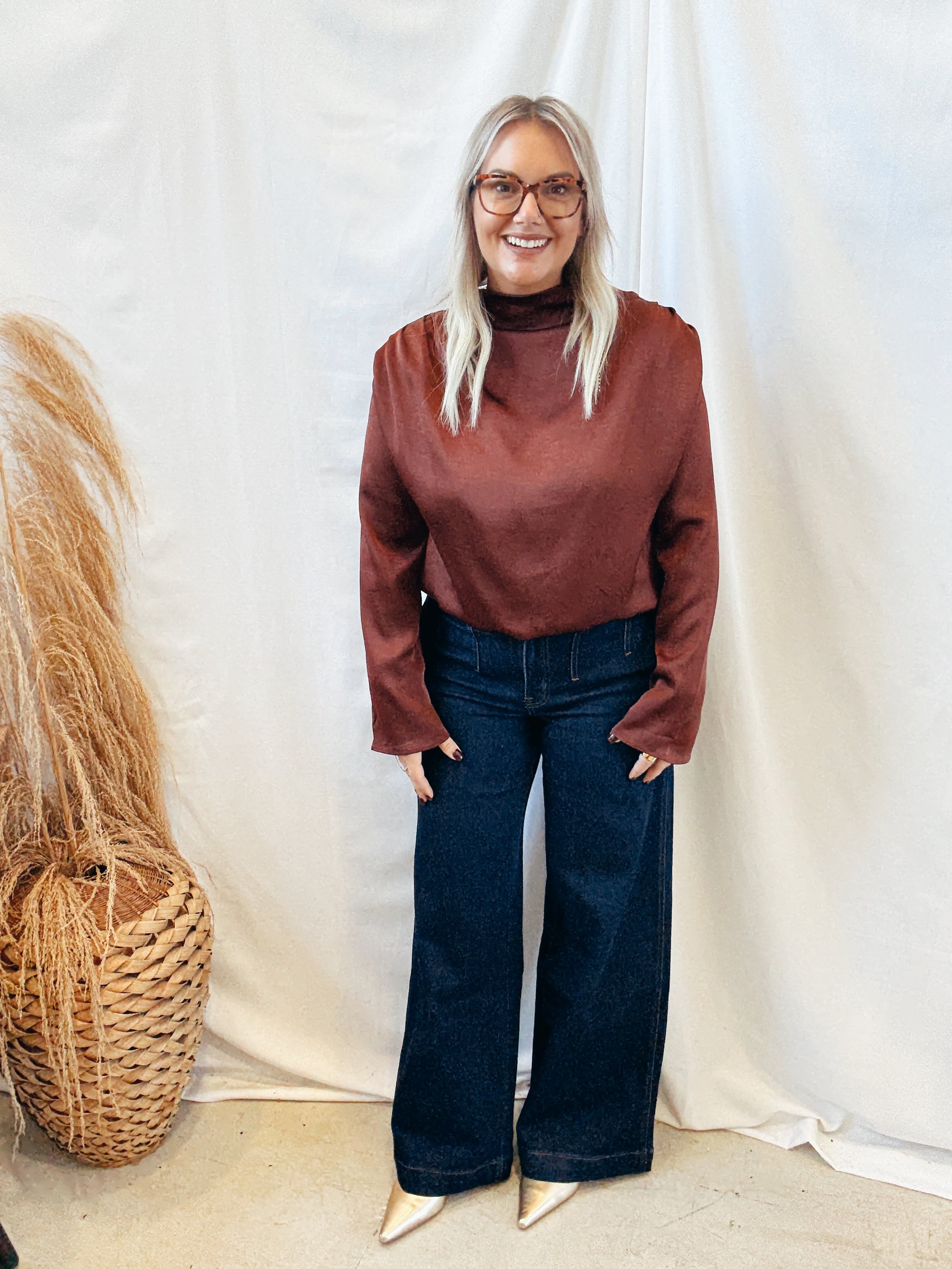 Glam Sienna Mock Neck Top-Final Sale-Long Sleeve Tops-glam-The Silo Boutique, Women's Fashion Boutique Located in Warren and Grand Forks North Dakota