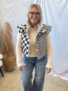 Black Checker Vest-Final Sale-Vests-blu pepper-The Silo Boutique, Women's Fashion Boutique Located in Warren and Grand Forks North Dakota